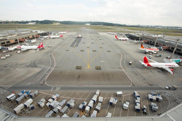 Vista do pátio do Aeroporto Internacional de São Paulo - Cumbica (GRU), em Guarulhos (Foto: Celso Tavares/G1)