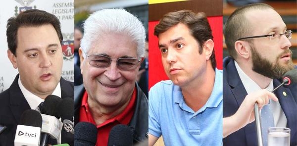 Ratinhos Jr: favorito; Requião: sem partido; Silvestri Filho: novato; Barros: bolsonarismo. (Foto: Paulo Sérgio/Câmara dos Deputados)