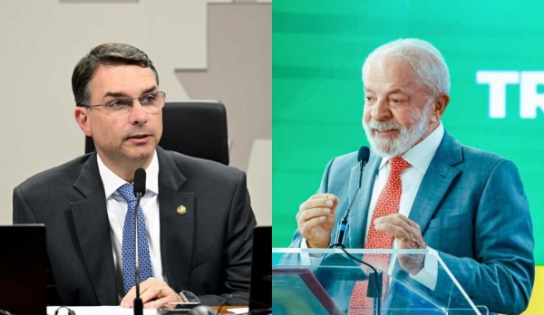 Diferença de Flávio Bolsonaro para Lula em eventual segundo turno ficou menor. (Fotos: Edílson Rodrigues/Agência Senado e Ricardo Stuckert/PR)